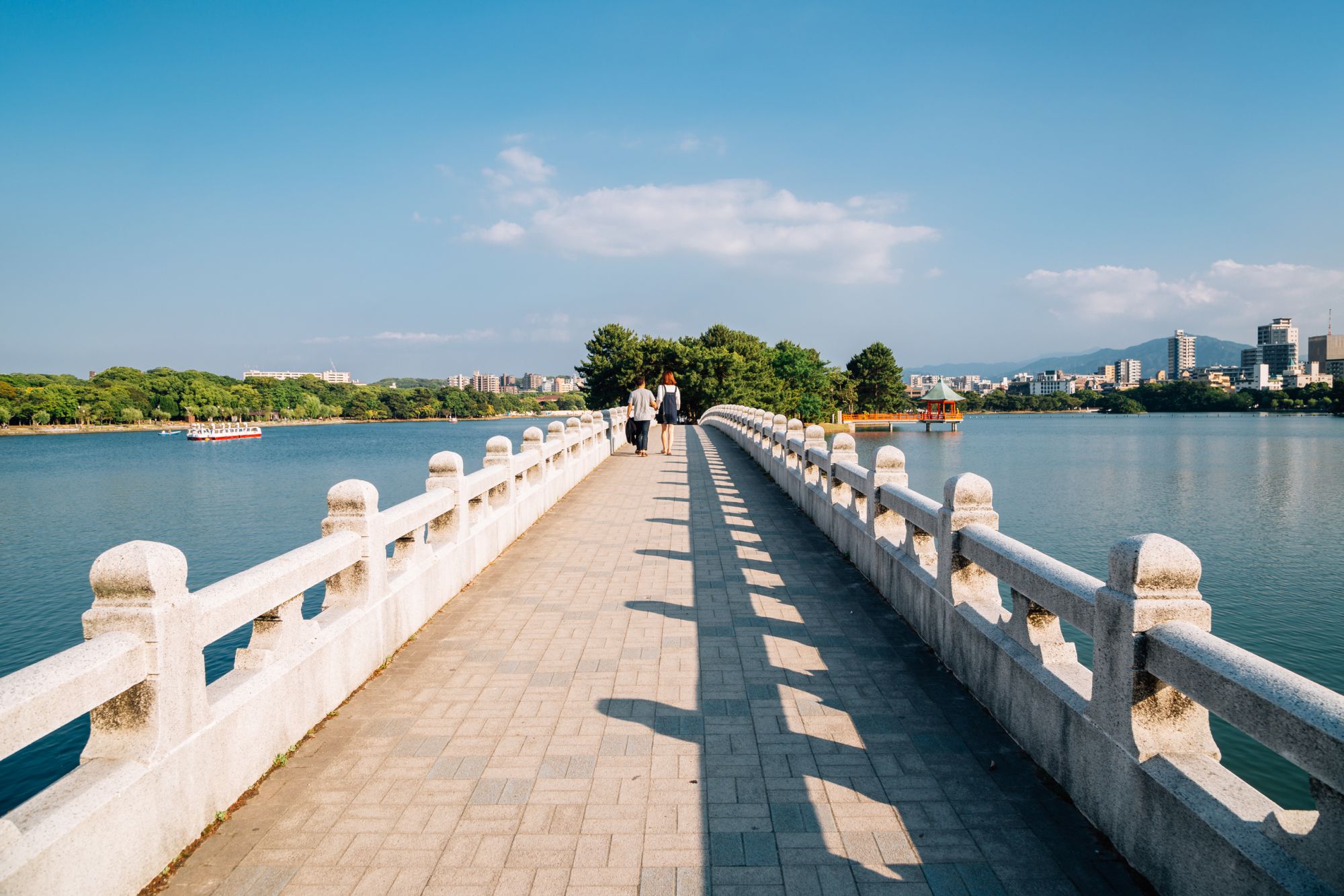 Passeggiate sui ponti che portano alle isolette all’interno del parco Ōhori © Sanga Park / Shutterstock