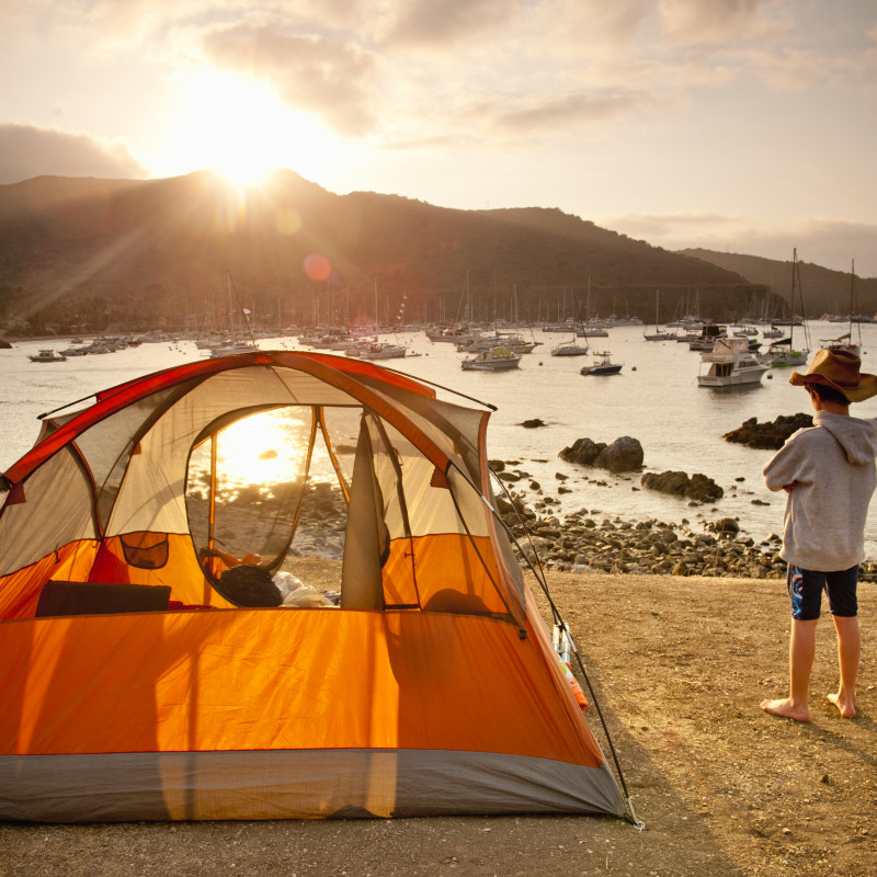 Tenda da campeggio all'isola di Catalina