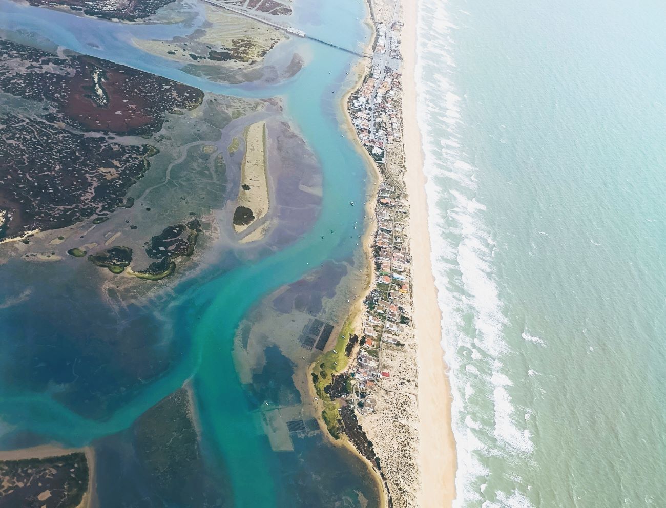 La spiaggia di Faro dall'aereo