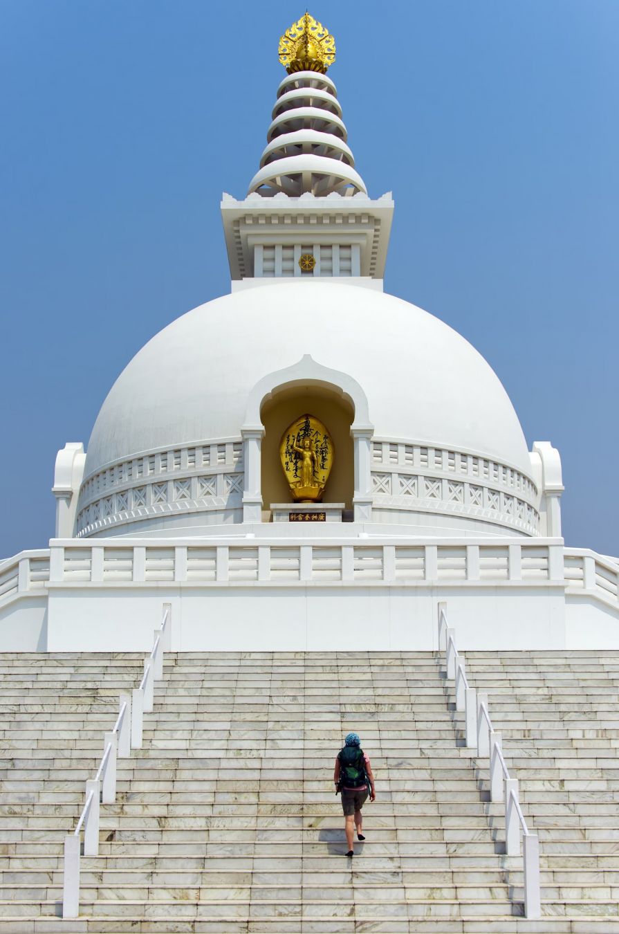 La Pagoda della Pace nel Mondo a Lumbini, uno dei principali centri di pellegrinaggio del mondo © Paul Biris Getty Images