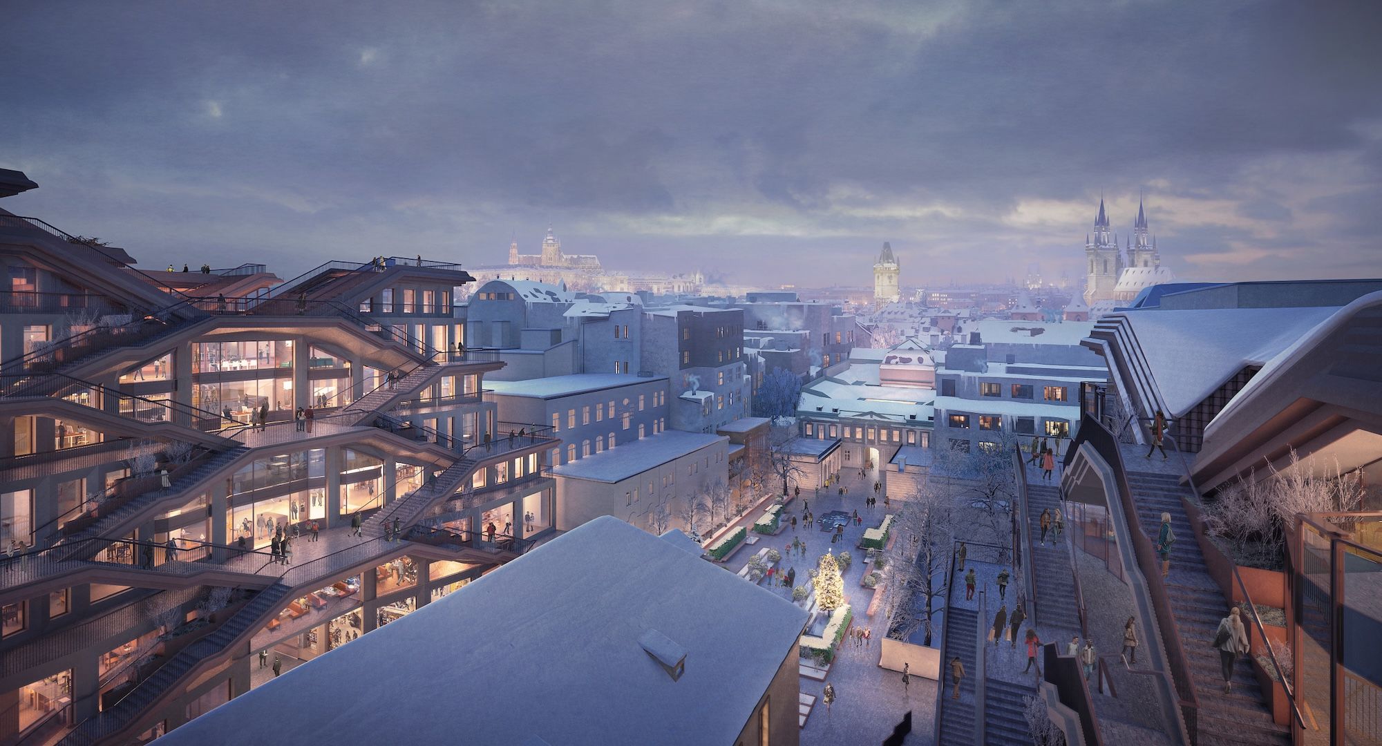 Rendering del Progetto Savarin del Crestyl Group per Praga © Heatherwick Studio