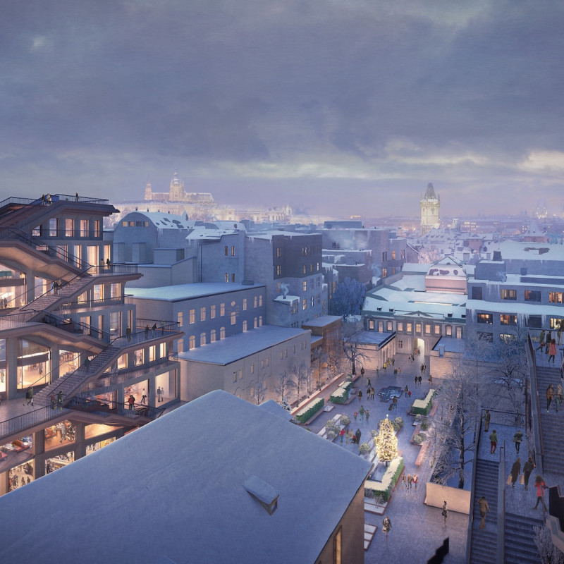 Rendering del Progetto Savarin del Crestyl Group per Praga © Heatherwick Studio