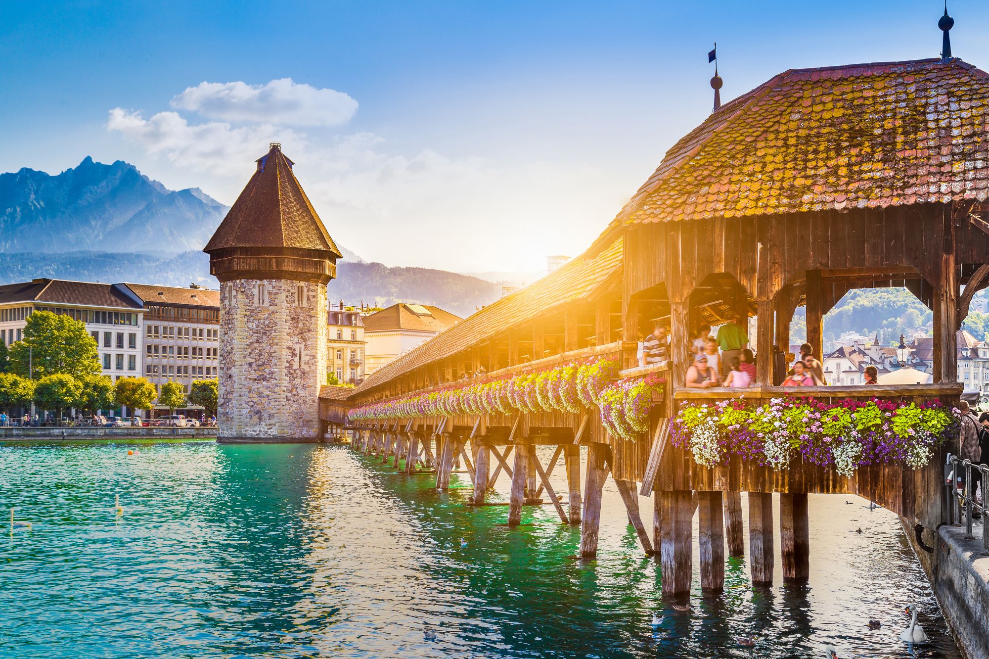 Ponte Kapellbrücke a Lucerna, Svizzera