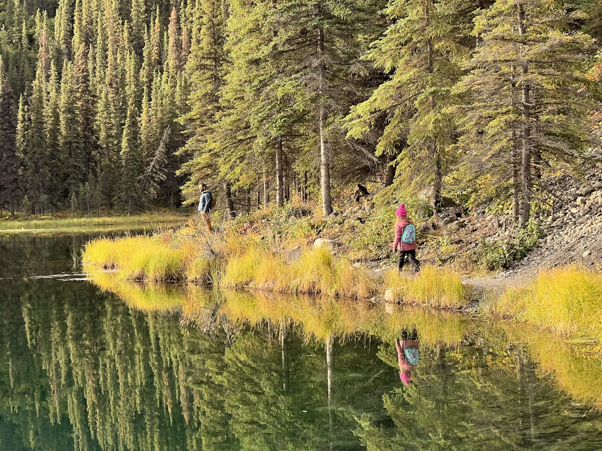 Il marito e la figlia della scrittrice mentre percorrono l’Horseshoe Loop nel Parco Nazionale di Denali, in Alaska. Sarah Stocking per Lonely Planet
