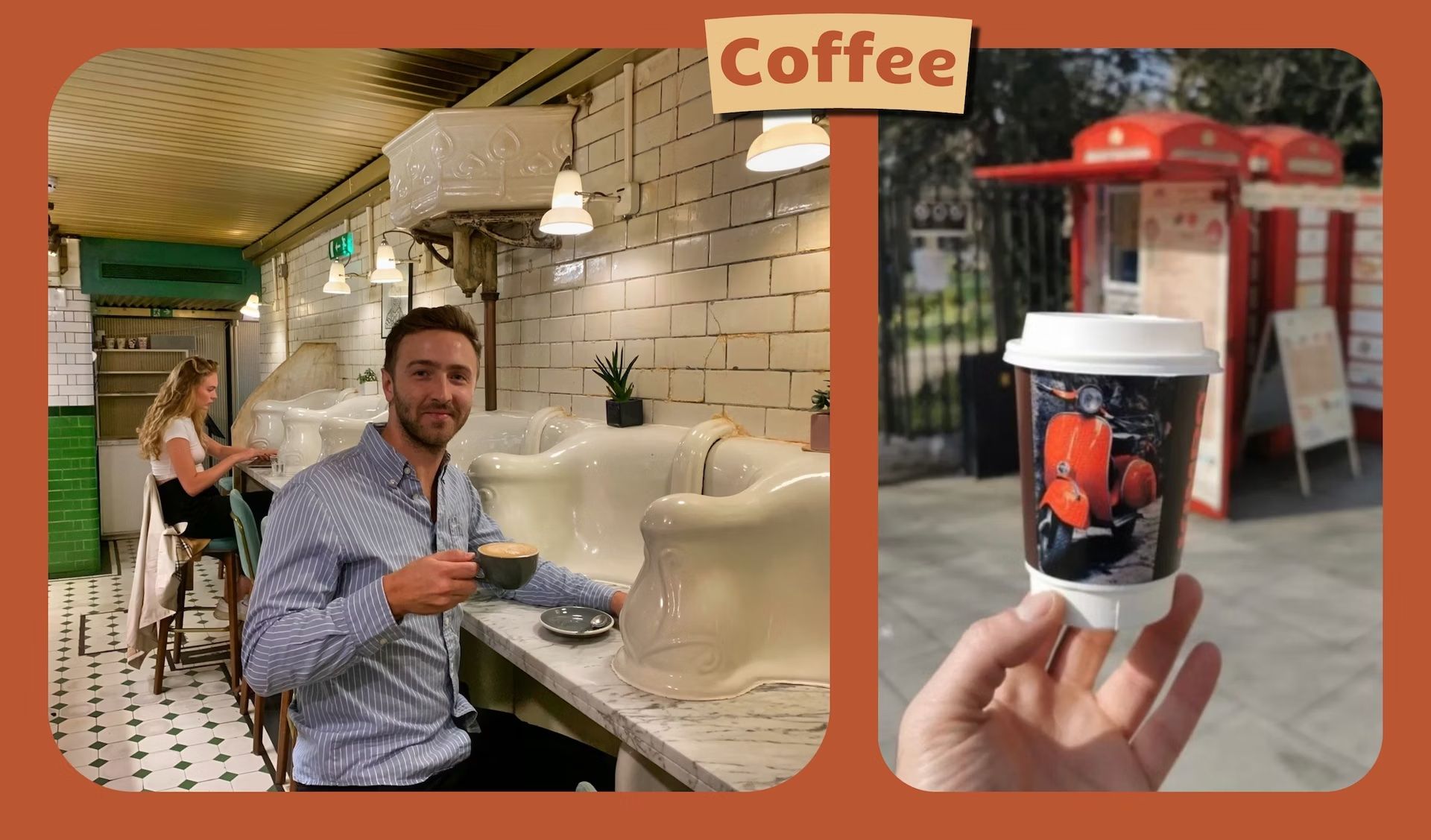 Gustatevi un caffè in uno degli spazi riconvertiti di Londra, come l’Attendant o il Walkmisu © James Wong per Attendant / © Walkimisu