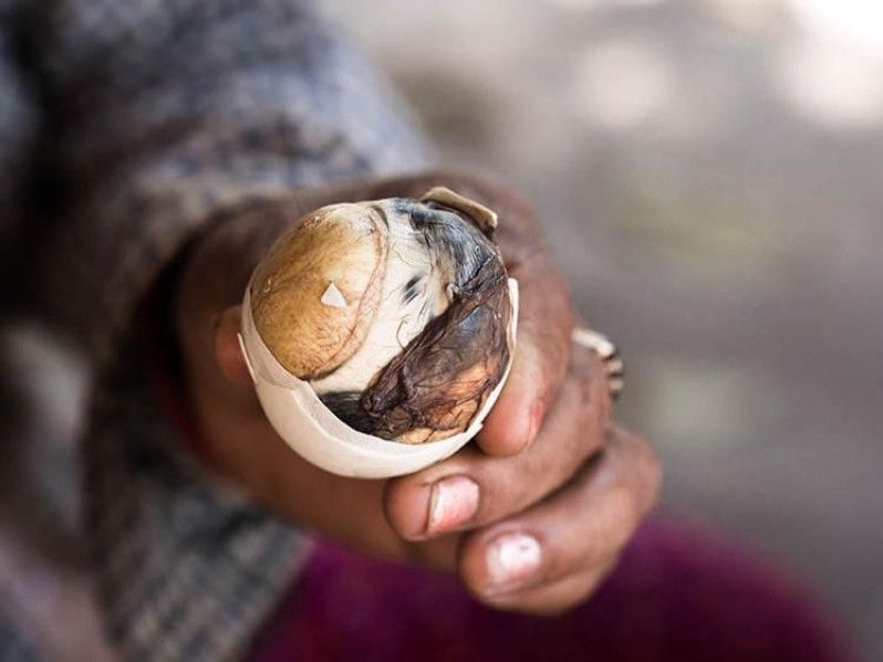 Che cosa è venuto prima, l'uovo o la gallina? Non pensarci e mangia il balut nelle Filippine per goderti entrambi contemporaneamente. Foto di Miha Pav