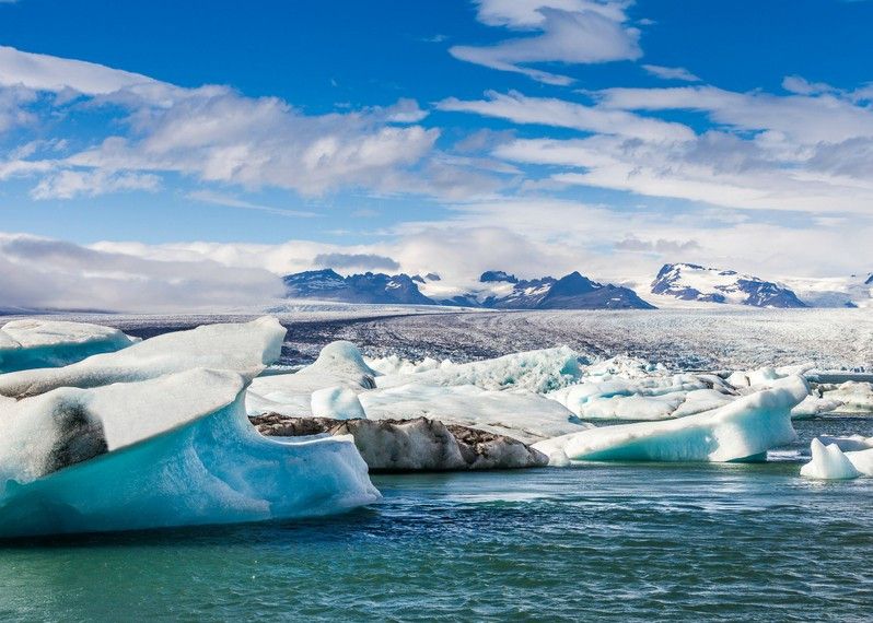 Il lago glaciale di Jokulsarlon al Parco Nazionale di Vatnajökull in Islanda