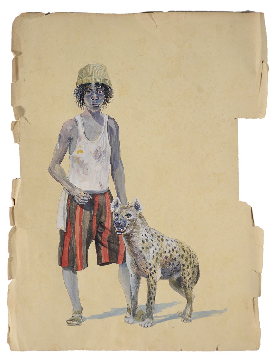 Waraba’islā a Harar, Il figlio dell’uomo delle iene), tempera su carta, 2024 ©Stefano Faravelli