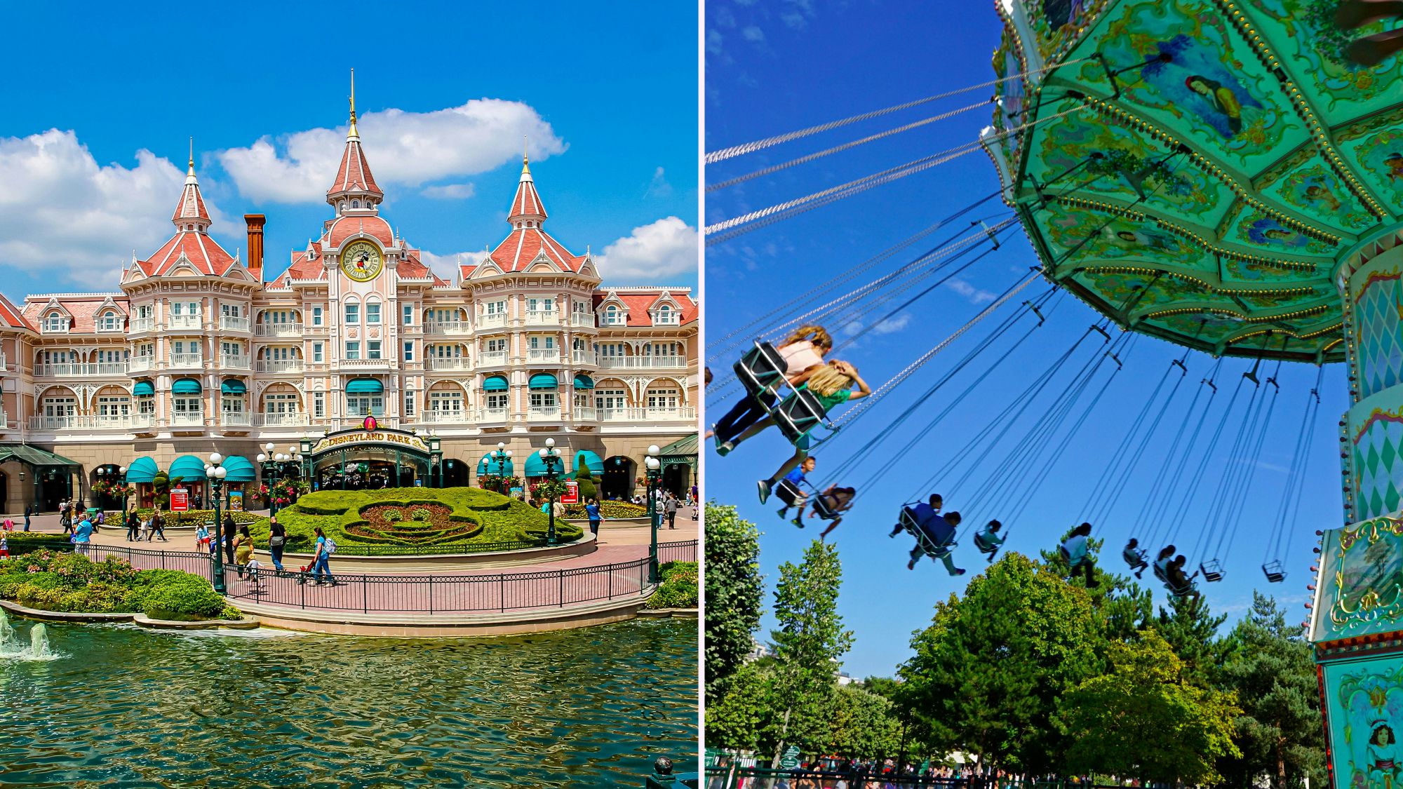Il Jardin d’Acclimatation (a destra) è divertentissimo e molto meno affollato rispetto a Disneyland Paris. © Shutterstock; Lily Franey/Getty Images