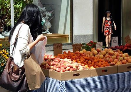 Un banchetto di frutta al Rockefeller Center © Fotografia di Cristina Parrino