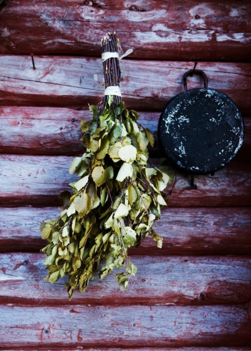 Un rametto di betulla appeso fuori dalla sauna. ©Mark Read/Lonely Planet