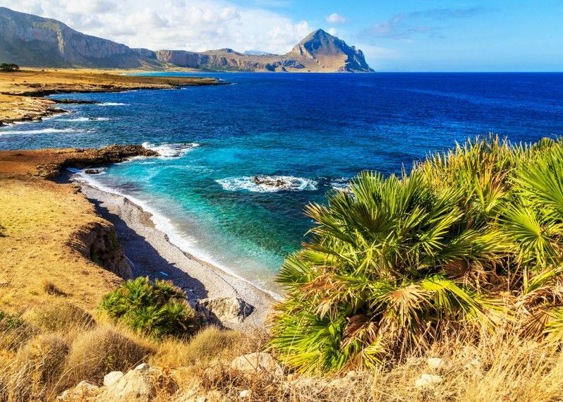 Veduta dell’area della Riserva Naturale dello Zingaro, San Vito Lo Capo, Sicilia.