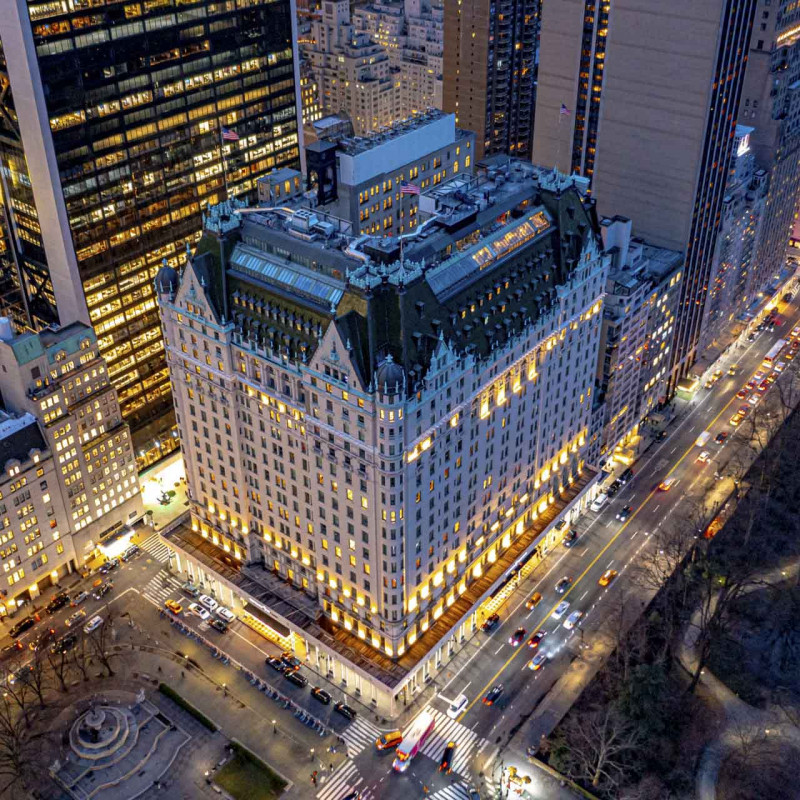 The Plaza Hotel a Manhattan New York City visto dall'alto